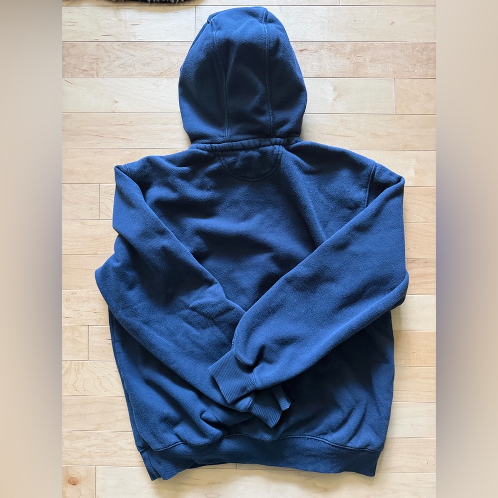 Carhartt Men’s Rain Defender Dark Blue Hooded Fleece Pullover - Picture 4 of 6